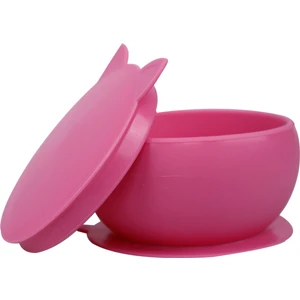 Kitten Vakum Tabanlı Kapaklı Silikon Kase BubbleGum Pink