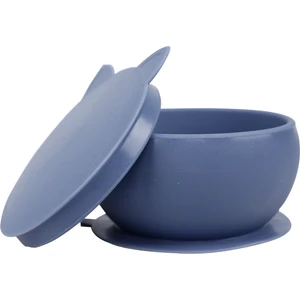 Kitten Vakum Tabanlı Kapaklı Silikon Kase Navy Blue