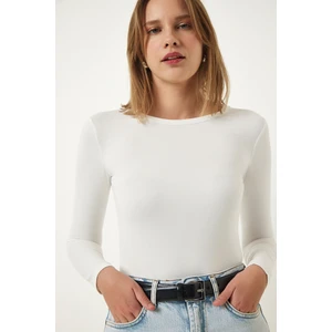 Be Chic Kadın Polyamid Kumaş Uzun Kollu Bisiklet Yaka Basic Düz Body BLZ98739