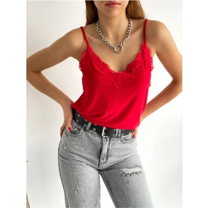 Be Chic Kadın Kırmızı Dantelli Atlet