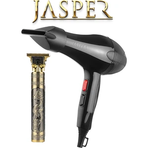 JASPER JPR- 3000 2500W Profesyonel Fön Makinesi Metal Gövdeli Ense Çizim Tıraş Makinesi Kuaför Seti