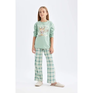 Kız Çocuk Pijama Takımı Ayı Baskılı Uzun Kollu Üst Uzun Alt D3723A824AU
