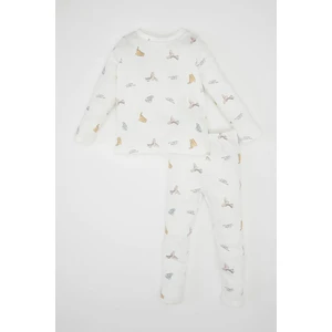 Kız Bebek Pijama Takım Balerin Baskılı Fitilli Kaşkorse Uzun Kollu Üst Beli Lastikli Uzun Alt D3630A524WN