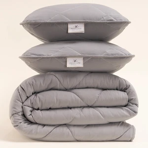 Microfiber Kumaş Çift Kişilik Gri Yastık Yorgan Seti - Colors in Comfort