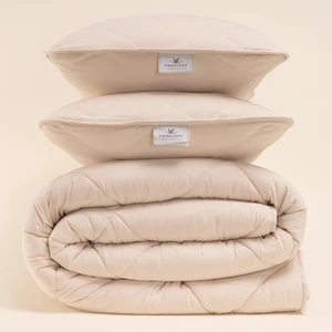 Microfiber Kumaş Çift Kişilik Krem Yastık Yorgan Seti - Colors in Comfort