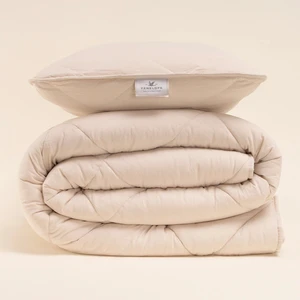 Microfiber Kumaş Tek Kişilik Krem Yastık Yorgan Seti - Colors in Comfort