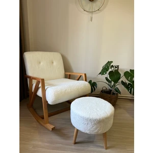 Dream Sallanan Ahşap Berjer Koltuk Puf Hediyeli
