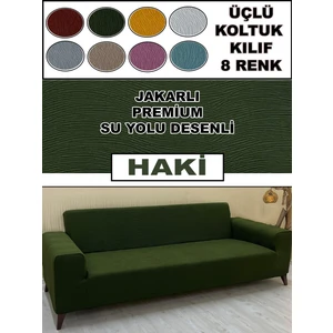 Pamuklu Su Yolu Jakarlı Kumaş 1 Adet Üçlü Çekyat & Kanepe Koltuk Kılıfı, Kumaş Yakma Terletme Yapmaz