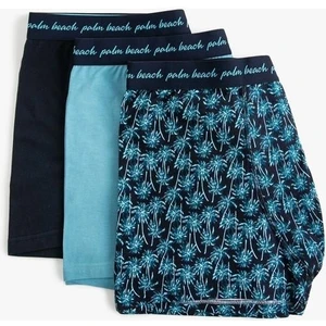 3'lü Boxer Seti Palmiye Baskılı Slogan Detaylı Çok Renkli