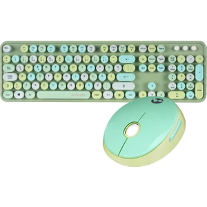 ROUND KM-6282 Renkli Tuşlu Yeşil Kablosuz Q Multimedia Klavye + Mouse Set