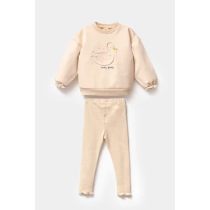 Mevsimlik Uzun Kollu  Pamuk Sweat Alt Üst Kız Çocuk Ikili Taytlı Takım 1-4 Yaş