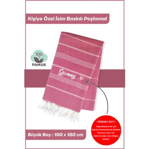 Kişiselleştirilebilir Isim Baskılı Peştemal Yerli Pamuk 100X180CM (Xl) Peştamal ve Plaj Havlusu