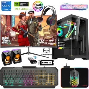 XSR840 I5 12400F 16GB Ram 512GB M.2 Nvme SSD 8gb RTX4060 27"curved 180Hz Sıvı Soğutma Oyun Bilgisayarı