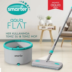 SMARTER  Aqua Flat Temiz ve Kirli Suyu Ayırma Özelliği Otomatik Temizlik Seti Tablet Mop Paspas