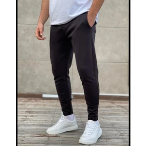 Es Sport Erkek Siyah Scuba Kumaş Slimfit Jogger Outdoor Eşofman Altı