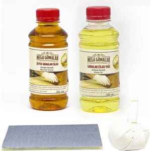 Doğal Ahşap Cila Seti Şeffaf Gomalak 250 ml + Cila Yağı 250 ml + Sürme Topu + Zımpara