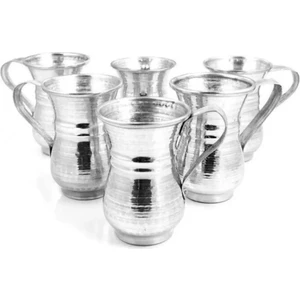 Özyetişen Metal Ayran Su Bardak 6 Adet El Dövmesi Alüminyum
