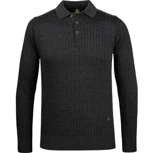 Çizgi Triko Erkek Polo Yaka Triko Kazak Desenli Kol ve Bel Lastikli Çelik Örgü Klasik Kalıp - 5004F