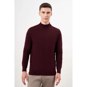 Erkek Koyu Bordo Basic Yarım Balıkçı Yaka Dynamic Fit Rahat Kesim Triko
