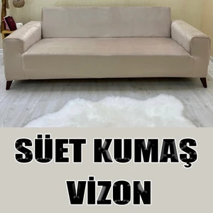 Süet Detaylı Angora Kumaş Üçlü & Çekyat Koltuk Kılıfı