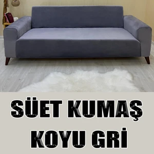 Süet Detaylı Angora Kumaş Üçlü & Çekyat Koltuk Kılıfı