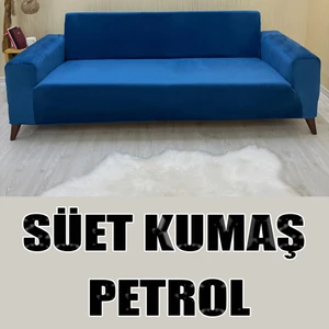Süet Detaylı Angora Kumaş Üçlü & Çekyat Koltuk Kılıfı