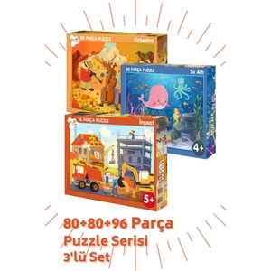 3 'lü Puzzle Set - 80, 80 ve 96 Parça Puzzle 4+Yaş