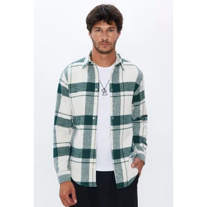 Erkek Slim Fit Dar Kesim Oduncu Kareli Kışlık Gömlek