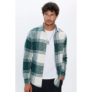 Erkek Slim Fit Dar Kesim Oduncu Kareli Kışlık Gömlek
