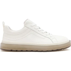Erkek Beyaz Bağcıklı Deri Sneaker 24WFD692618