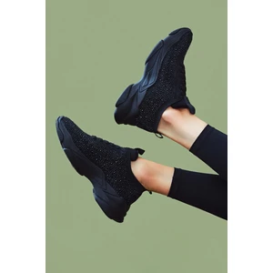 Zero Kadın Siyah Bağcıklı Taşlı Sneaker 24WFD430114