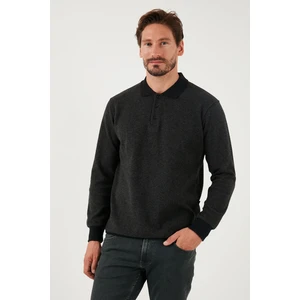 Pamuklu Regular Fit Düğmeli Polo Yaka Kazak Erkek Kazak 456211