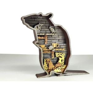 Ahşap Mdf Çok Katmanlı Fare Dekoratif Obje