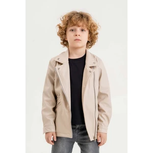 Gold Class Kidswear Fermuarlı Erkek Çocuk Deri Ceket