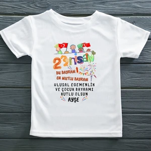 Bu Bayram En Mutlu Bayram 23 Nisan Çocuk Bayramı Yazılı Çocuk Tişörtü