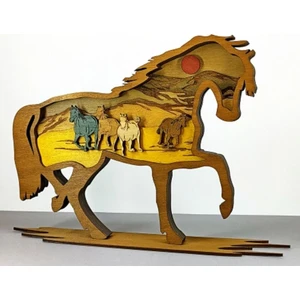 Ahşap Mdf Çok Katmanlı Doğa Temalı At Dekoratif Obje