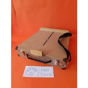 İnci Tuval Ahşap Çantalı Şövale Tuval Resim Masaüstü 35X50CM Tuval Çekmeceli