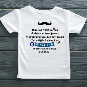 Başıma Taktım Fes Aniden Oldum Prens Sünnet Oldu Yazılı Çocuk Tişörtü