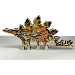 Ahşap Mdf Çok Katmanlı Dinozor Stegosaurus Dekoratif Obje