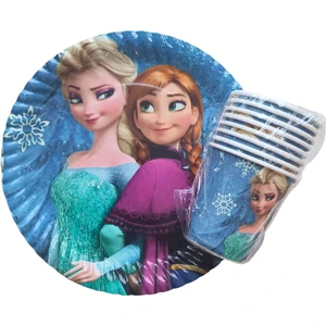 Ngüzel Party Frozen Elsa Temalı Doğum Günü 8 Adet Karton Tabak + 8 Adet Karton Bardak Seti