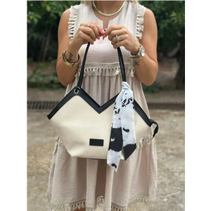 Kadın Fermuarlı Fular Detaylı Omuz Askılı Çanta