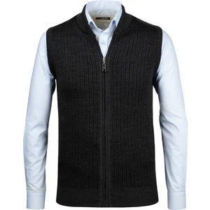 Çizgi Triko Erkek Triko Yelek Fermuarlı Cepli Çelik Örgü Triko Klasik Kalıp - 5004J