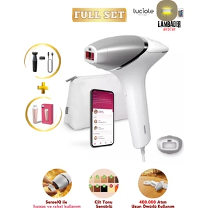 450.000 Atım Premium Ipl Lazer Epilasyon, Cilt Tonu Sensörlü, Tüy Alma ve Traş Makinesi Full Set, Luciole Lambader Hediye