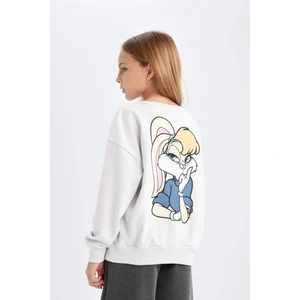 Kız Çocuk Looney Tunes Relax Fit Bisiklet Yaka Sırt Baskılı Sweatshirt D2985A824AU