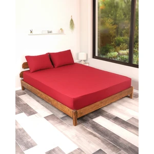 Rozet Tekstil Bordo Lastikli Çarşaf Takımı Fitted Pamuklu Dokuma Kumaş Yastık Kılıflı