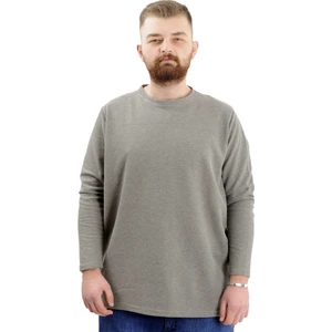 Büyük Beden Erkek Sweatshirt Bisiklet Yaka Uzun Kol Waffle 23460 Haki