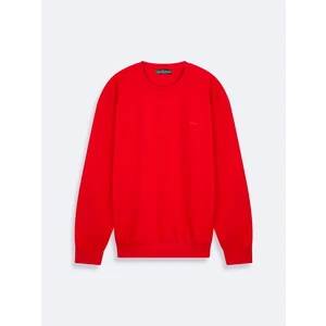 Erkek Sıfır Yaka Uzun Kollu Kırmızı Sweatshırt