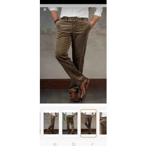 Erkek Klasik Kesim Kahverengi Kadife Pantolon