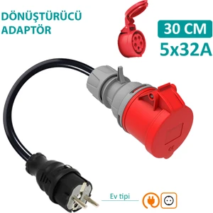 5X32A 380V-450V ile Çalışan Cihazınızı, 220V Ev Tipi Prize Bağlar. Elektrikli Araç Şarj Kablosu Dönüştürücü Adaptör