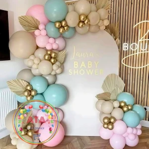 ^^ Doğum Günü Konsepti *Krom Gold*Kış Yeşili*Makaron Pembe*Deniz Kumu* 100 lü Balon Zinciri Parti Seti